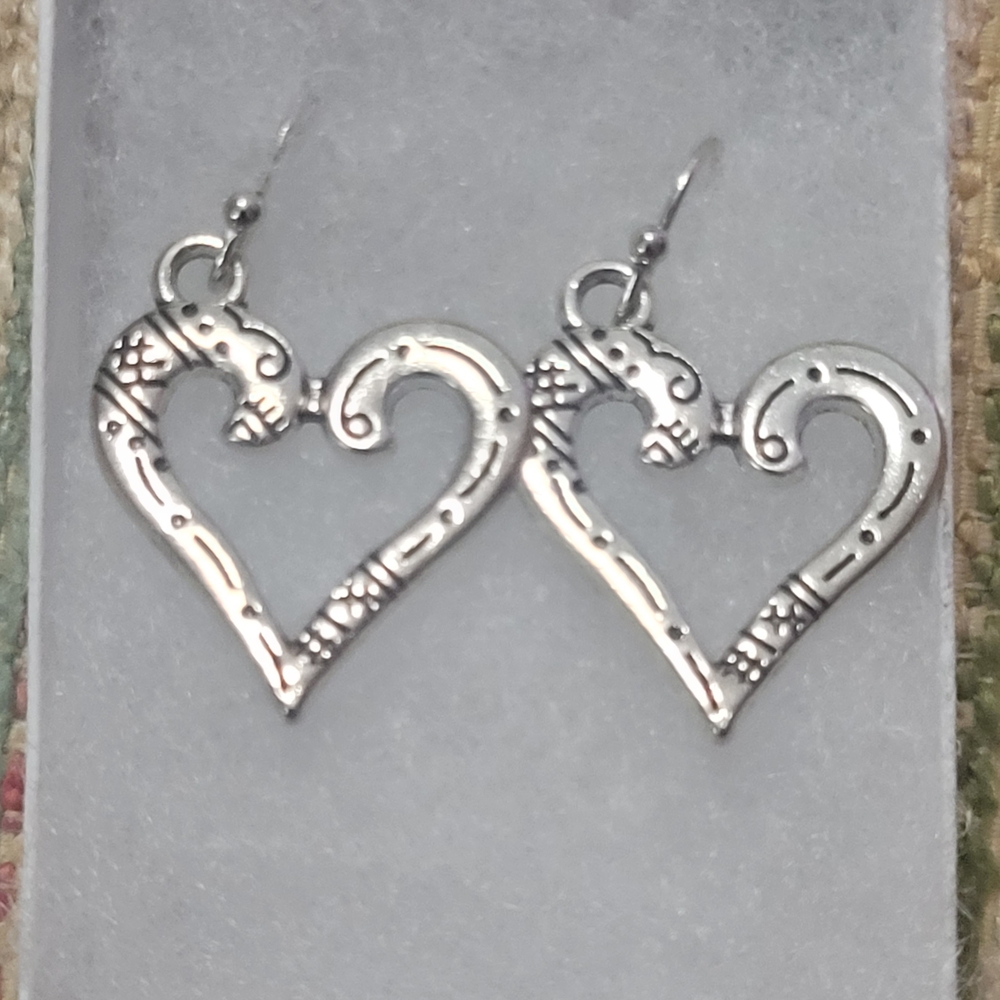 Silver Heart Earrings - Picture 3 of 3